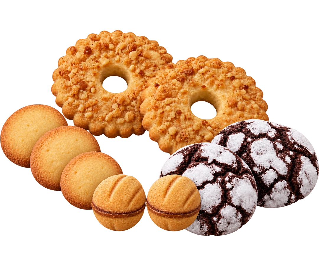 Nine assorted cookies