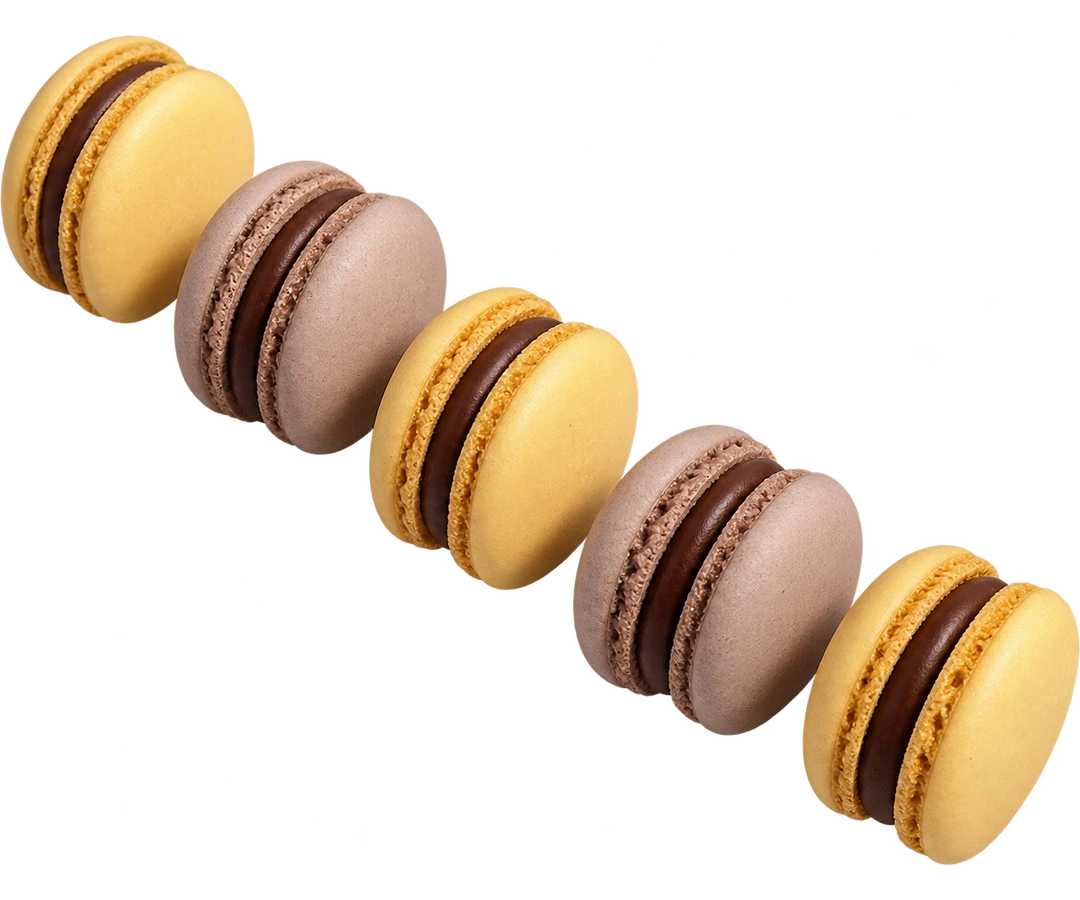 Five macarons in a diagonal row